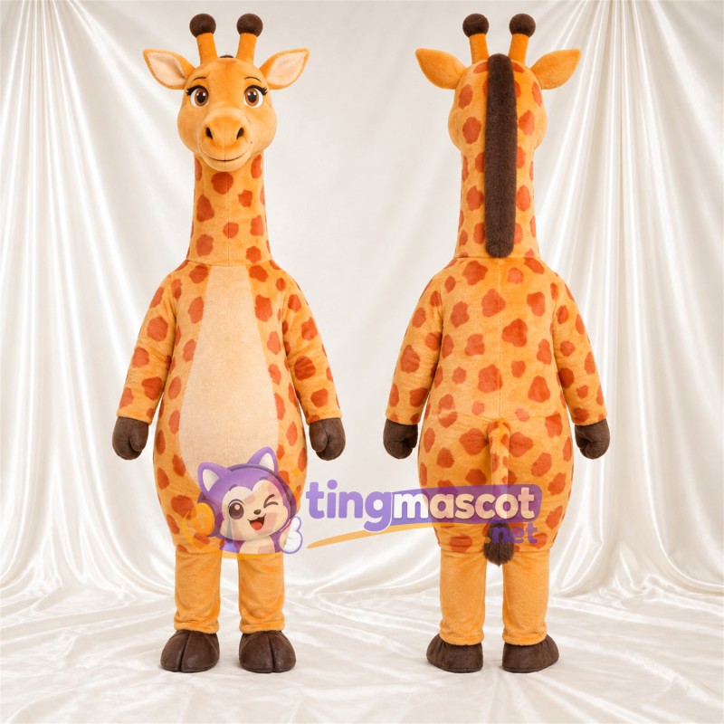 Maskottchenkostüm Giraffe – gelb / braun – Bauch (creme); Kleines Fleckenmuster