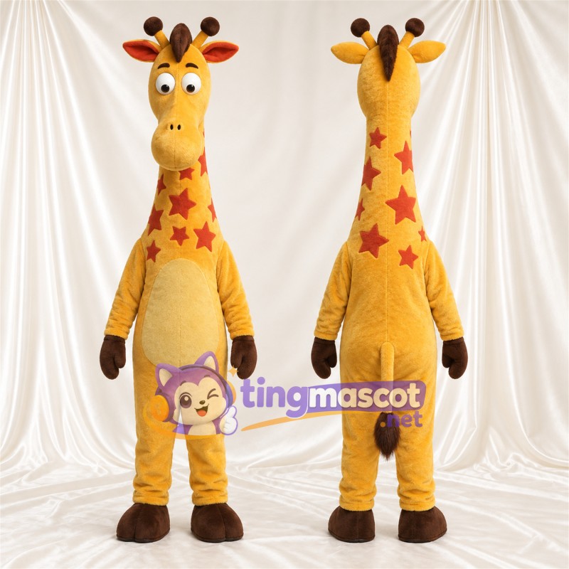 Maskottchenkostüm Giraffe – gelb / orange – Bauch (gelb); Sternenmuster