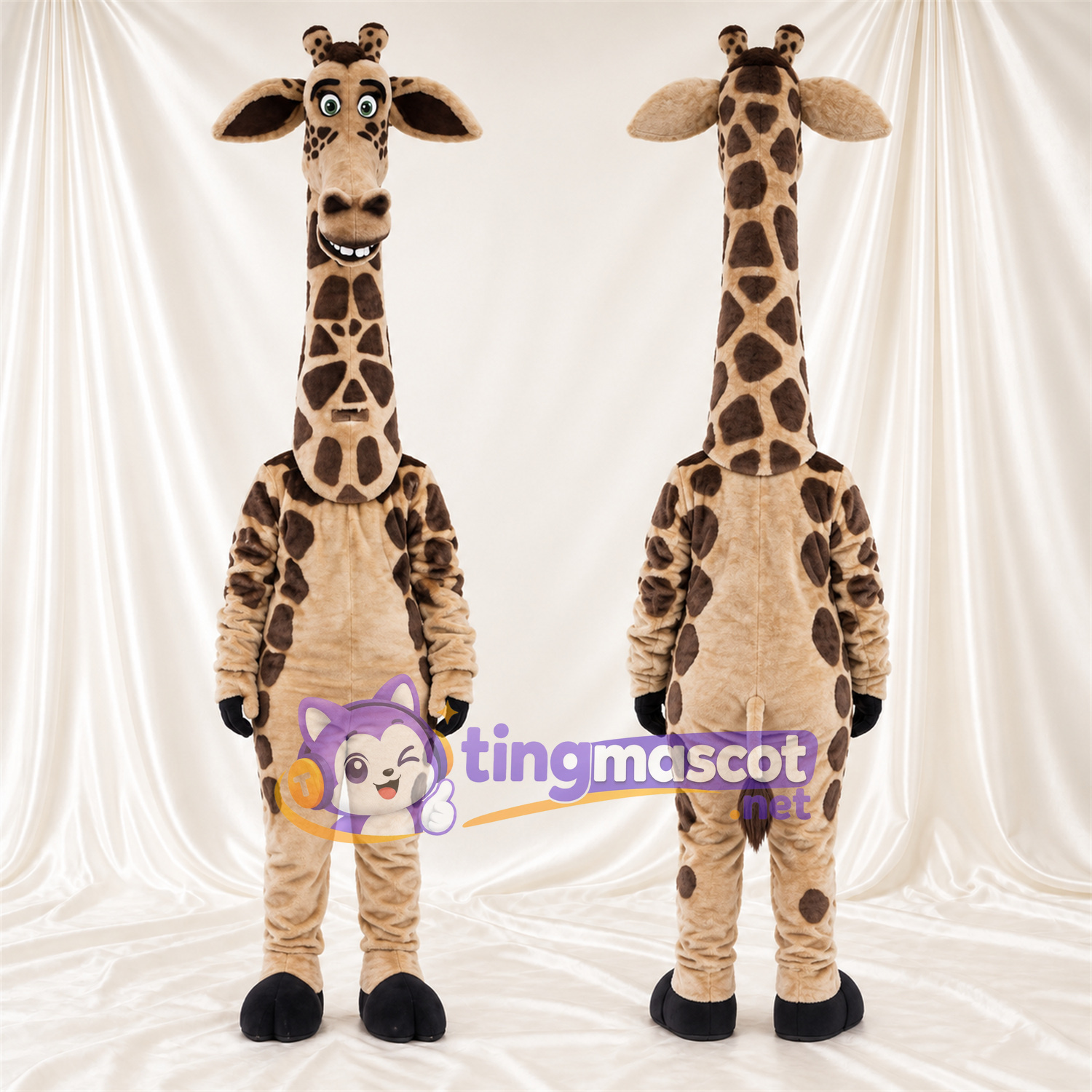 Maskottchenkostüm Giraffe – braun / creme – Bauch (creme); Gesicht Maskottchenkostüm Giraffe – braun / creme – Bauch (creme); Gesicht