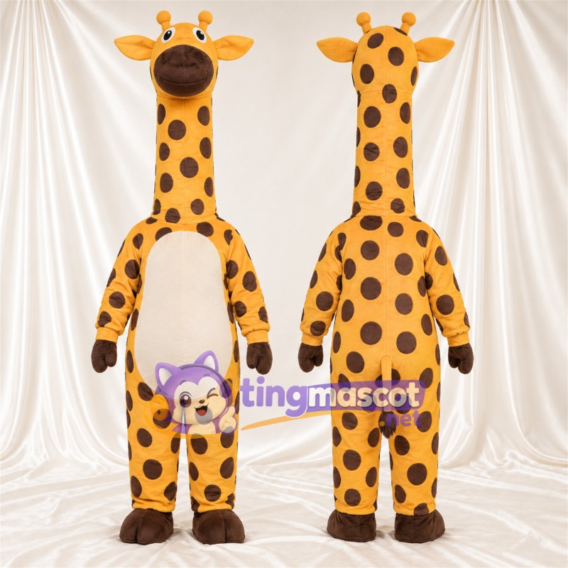 Maskottchenkostüm Giraffe – gelb / braun – Bauch (weiß); Flecken
