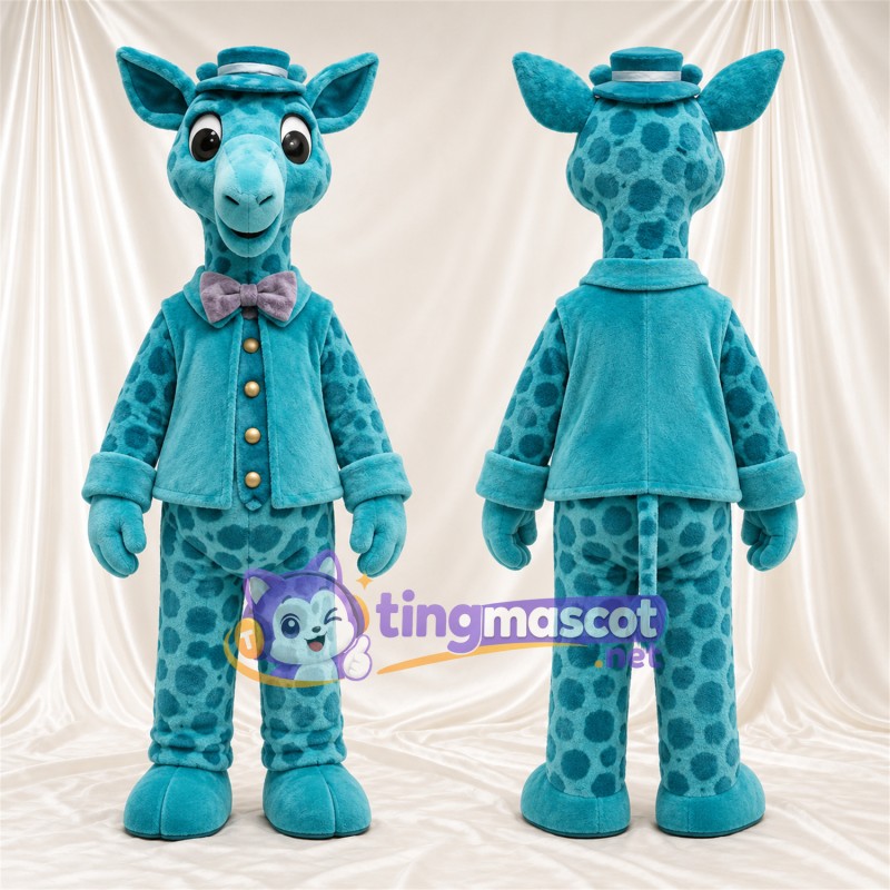 Costume de mascotte Girafe – bleu canard – Veste (bleu canard); Chapeau