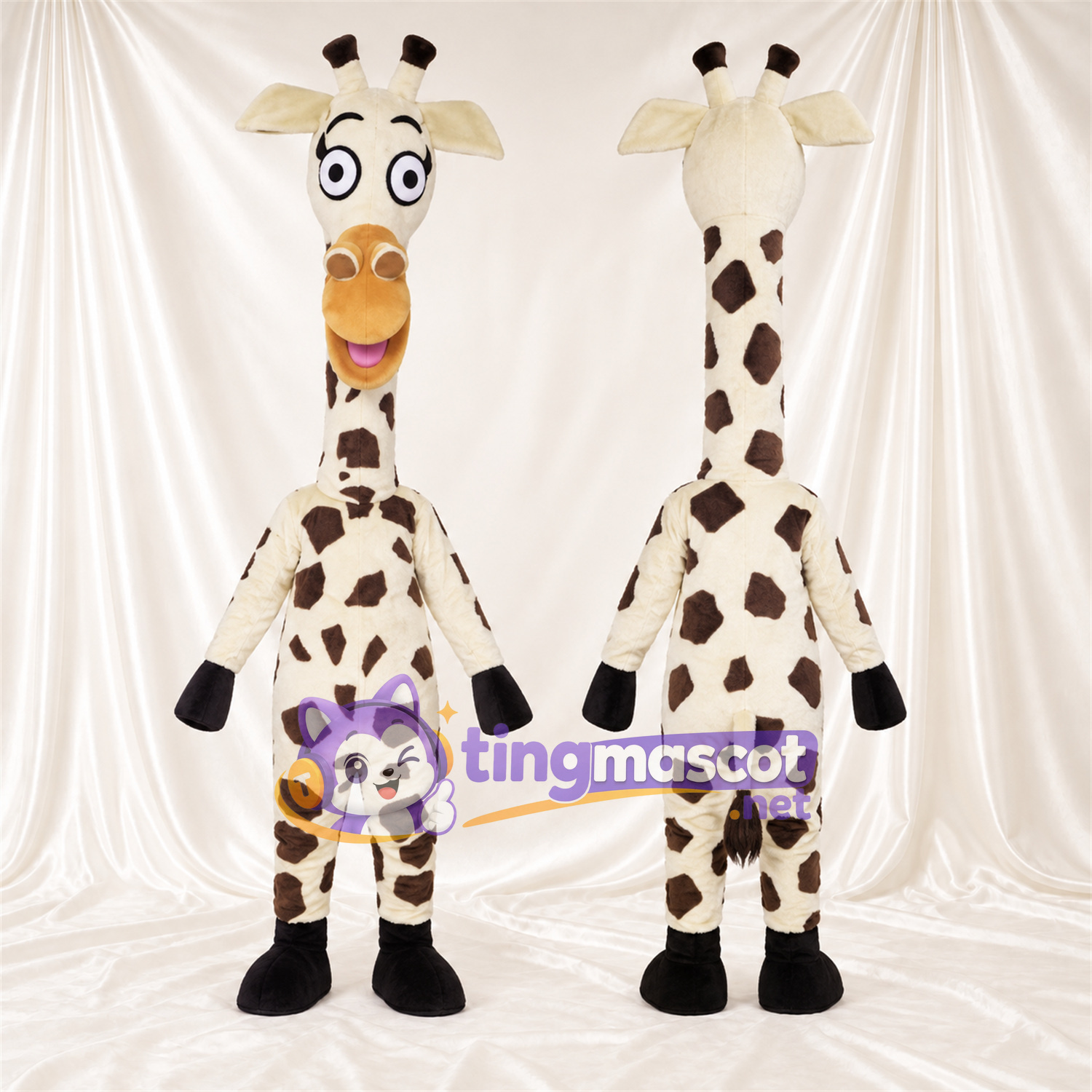 Black and White Giraffe Mascot Costume - Long Neck and Small Patch Pattern Black and White Giraffe Mascot Costume - Long Neck and Small Patch Pattern