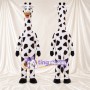 Black and White Giraffe Mascot Costume - Pink Tongue and Large Patch Pattern