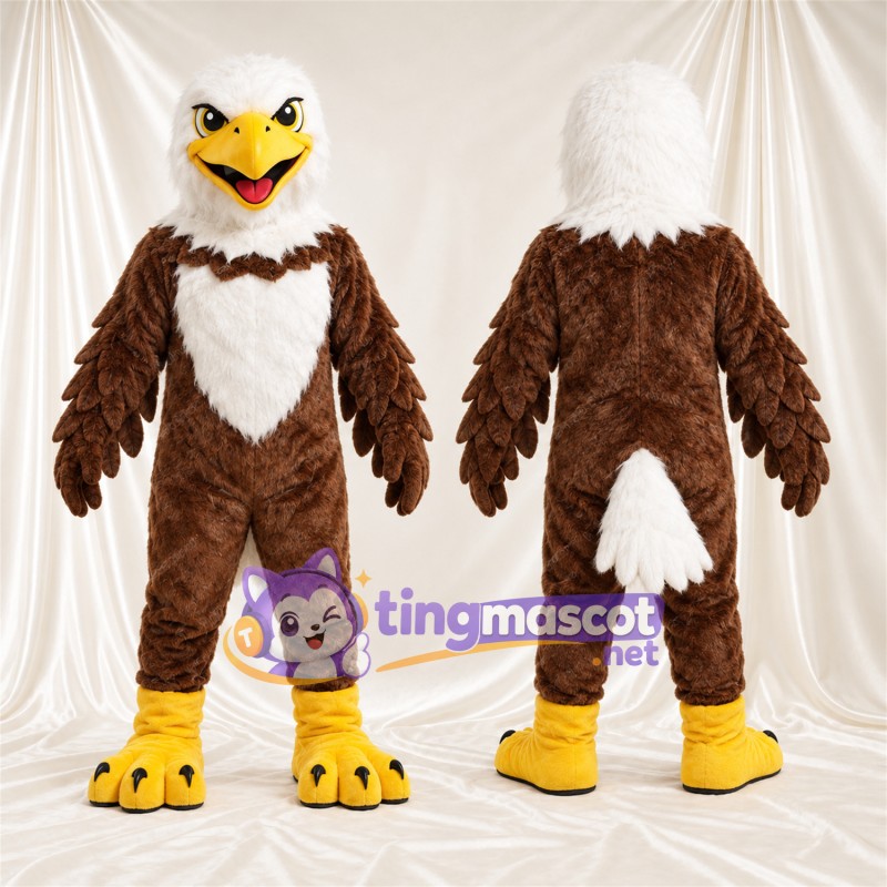 Costume de mascotte Aigle – marron – Tête (blanc); Torse (blanc)