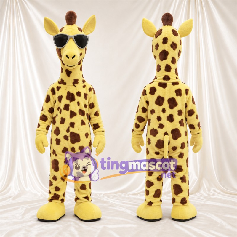 Costume de mascotte Girafe – jaune / marron – Lunettes de soleil