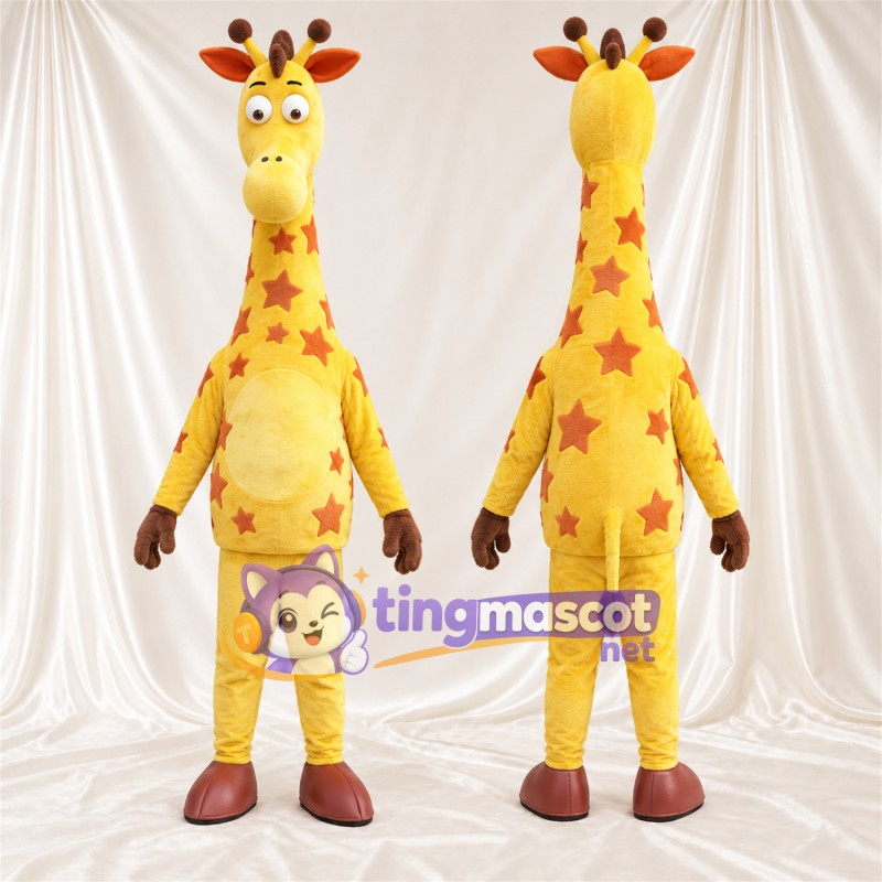 Maskottchenkostüm Giraffe – gelb / braun – Sternenmuster