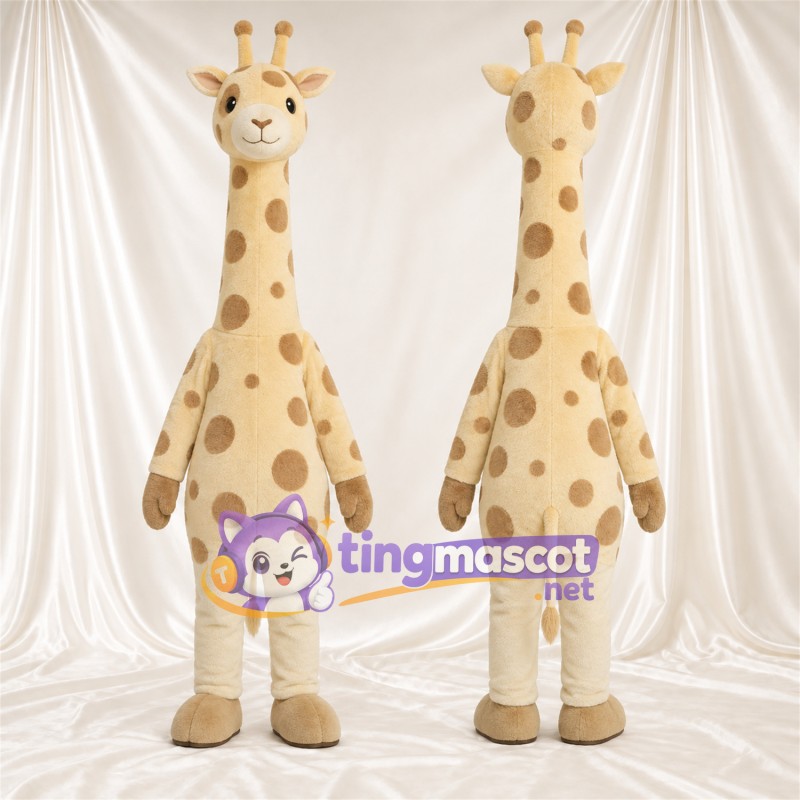 Maskottchenkostüm Giraffe – braun / creme – Langer Hals; Flecken