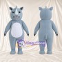 Blue Rhinoceros Mascot Costume - White Belly and White Nose Horn
