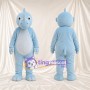 Blue Rhinoceros Mascot Costume - White Belly, Round Muzzle and White Nose Horn