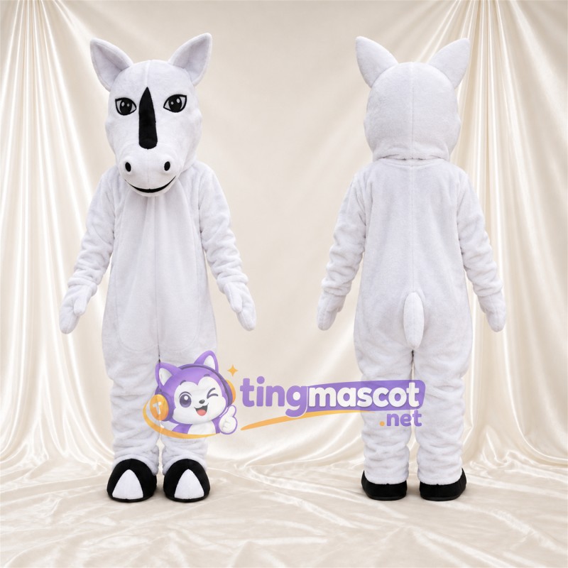 Costume de mascotte Rhinocéros – blanc – Corne (noir); Mains (blanc)