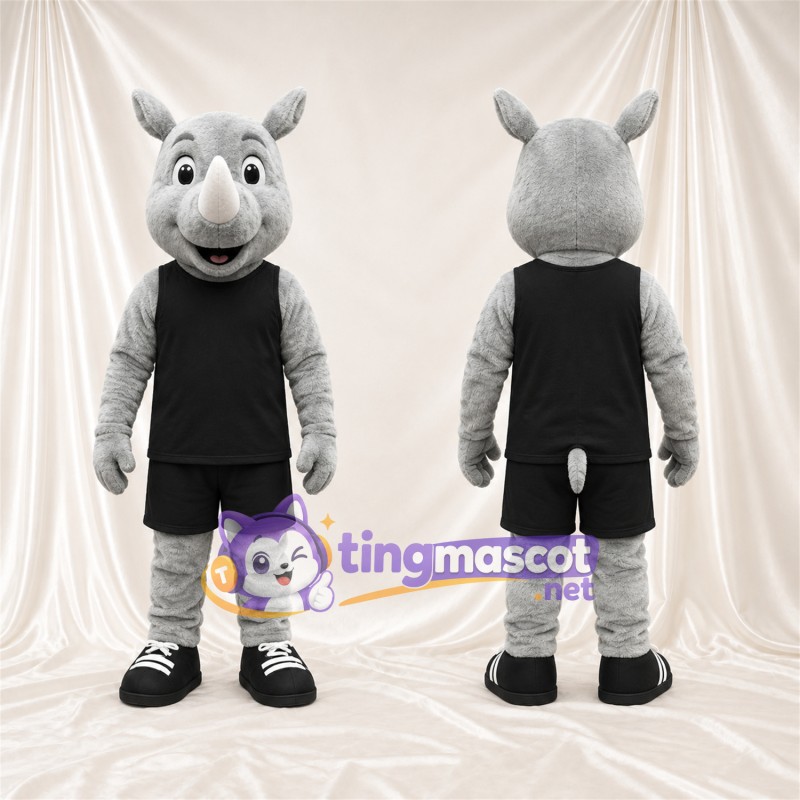 Costume de mascotte Rhinocéros – gris – Chemise (noir); Short
