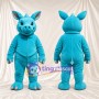 Blue Rhinoceros Mascot Costume - Blue Outfit, Gray Hands and Feet and Gray Nose Horn