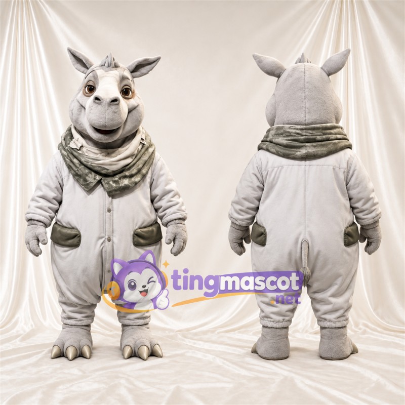 Costume de mascotte Rhinocéros – gris – Écharpe