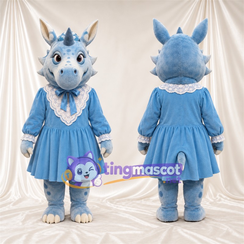Blue Dragon Mascot Costume - Blue Dress