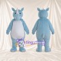 Blue Rhinoceros Mascot Costume - White Belly, White Nose Horn and Shaggy Fur