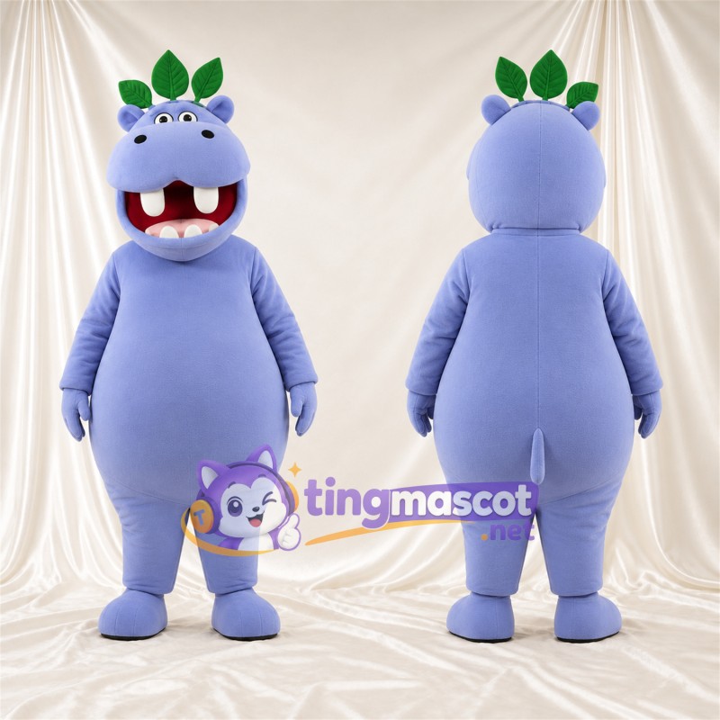 Costume de mascotte Hippopotame – violet – Feuille; Couronne