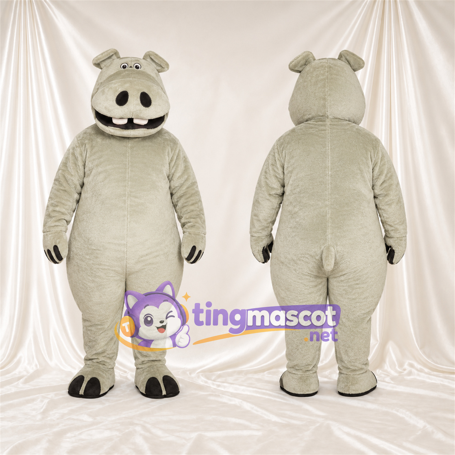 Beige Hippopotamus Mascot Costume Beige Hippopotamus Mascot Costume
