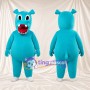 Costume de mascotte Hippopotame – bleu – Pieds (blanc); Bouche ouverte