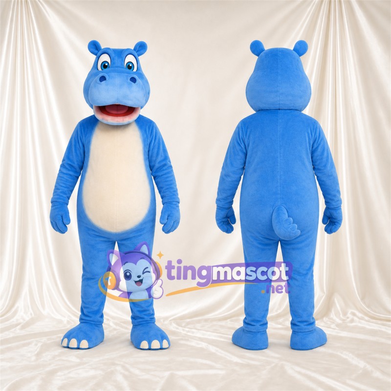 Blue Hippopotamus Mascot Costume - Cream Belly and White Toes