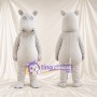 Costume de mascotte Hippopotame – blanc – Ventre rond; Grandes incisives