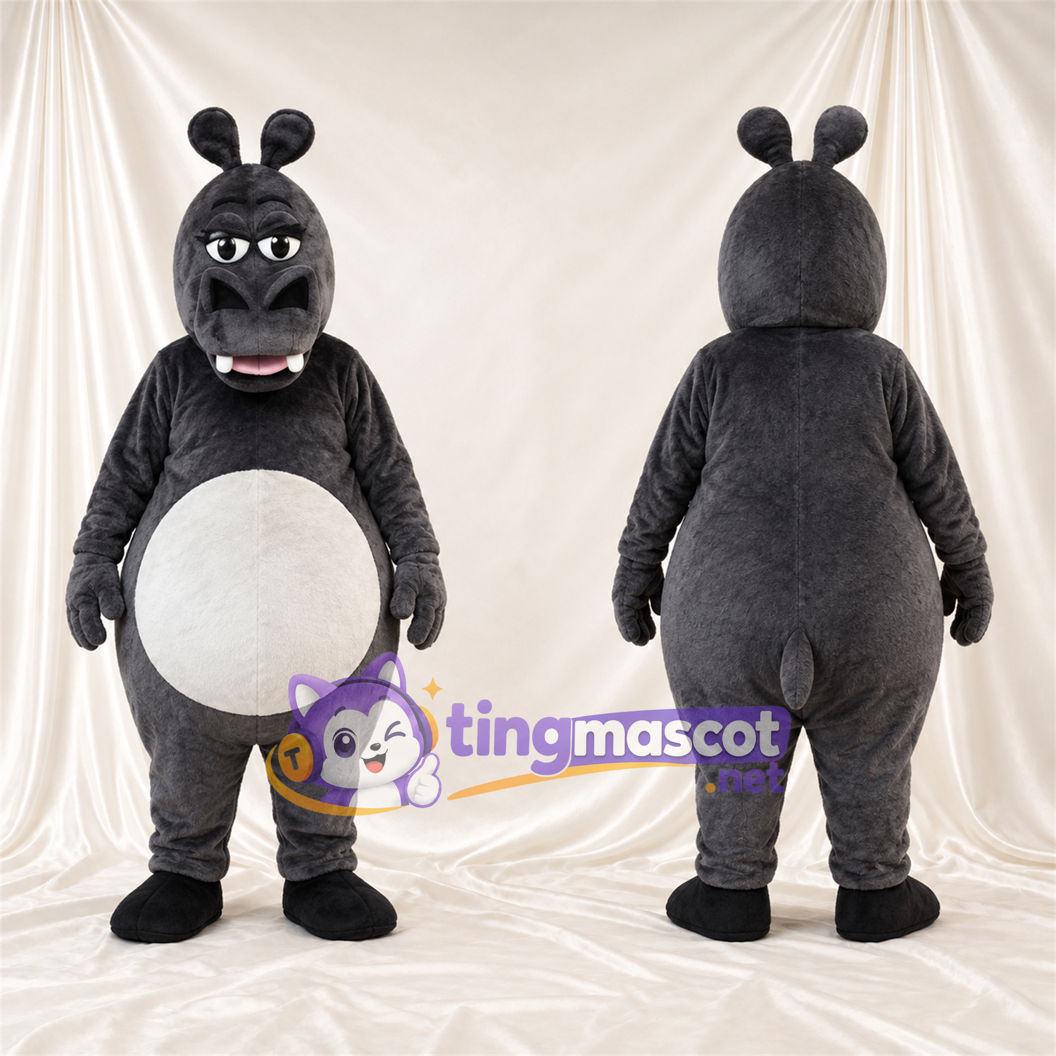 Black Hippopotamus Mascot Costume Black Hippopotamus Mascot Costume