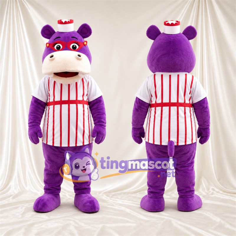 Costume de mascotte Hippopotame – violet – Tablier