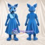 Blue Kangaroo Mascot Costume - Blue Dress, Puffed Sleeves and Ruffled Collar