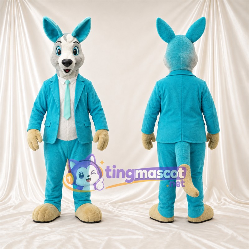Teal Kangaroo Mascot Costume - Teal Suit