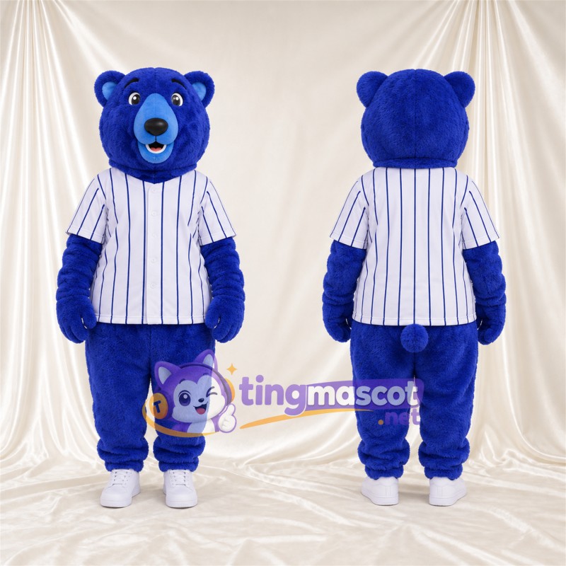 Maskottchenkostüm Bär – blau – Baseballtrikot