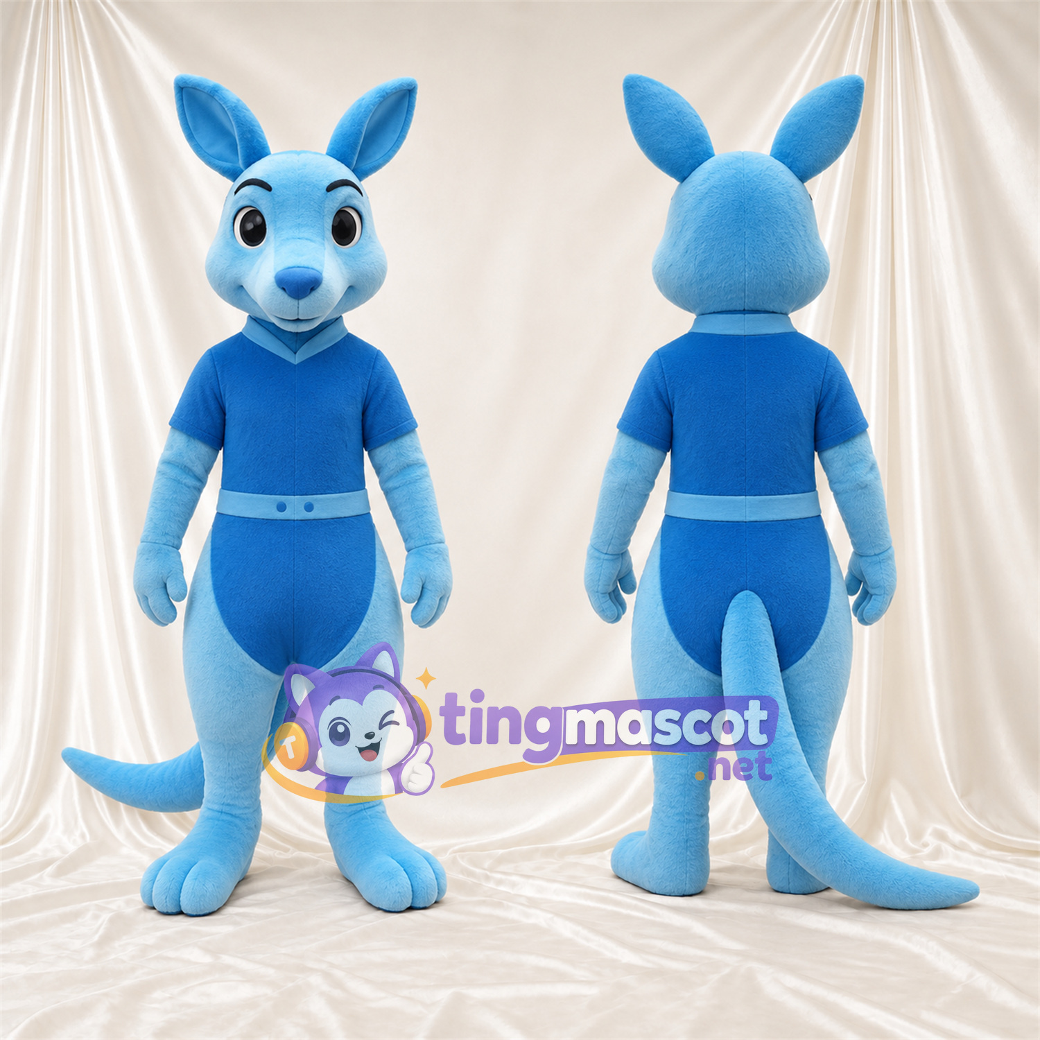 Blue Kangaroo Mascot Costume - Blue Shirt and Shorts Blue Kangaroo Mascot Costume - Blue Shirt and Shorts