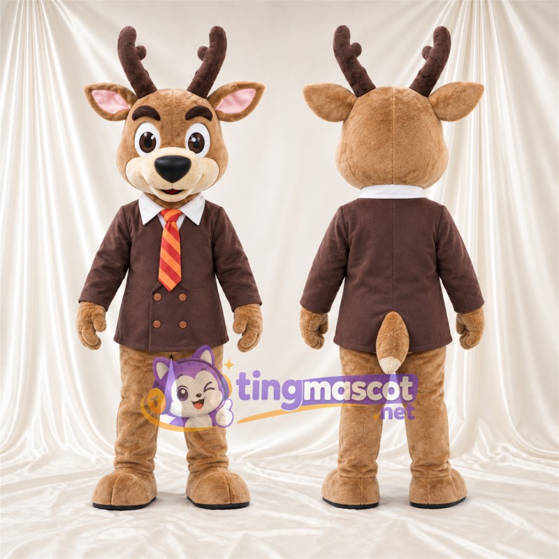 Costume de mascotte Cerf – marron – Veste (marron); Cravate