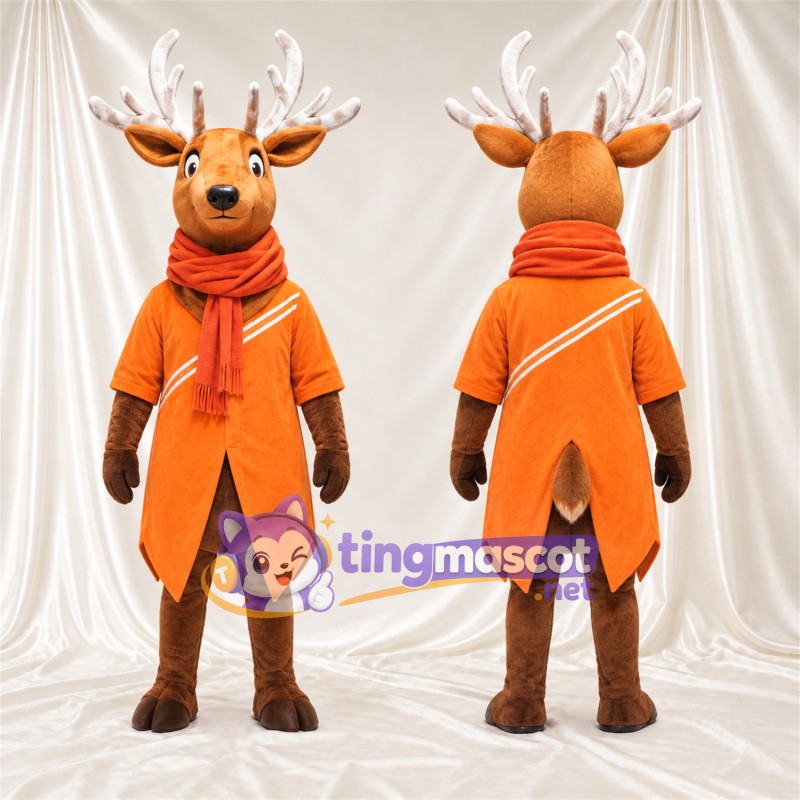 Costume de mascotte Cerf – marron – Manteau (orange); Écharpe