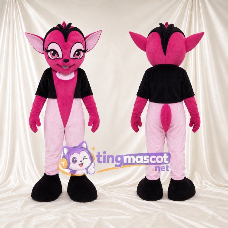 Costume de mascotte Chauve-souris – rose – Cape (noir)