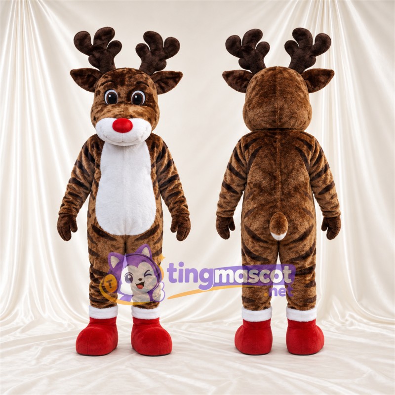 Costume de mascotte Cerf – marron – Bottes (rouge)