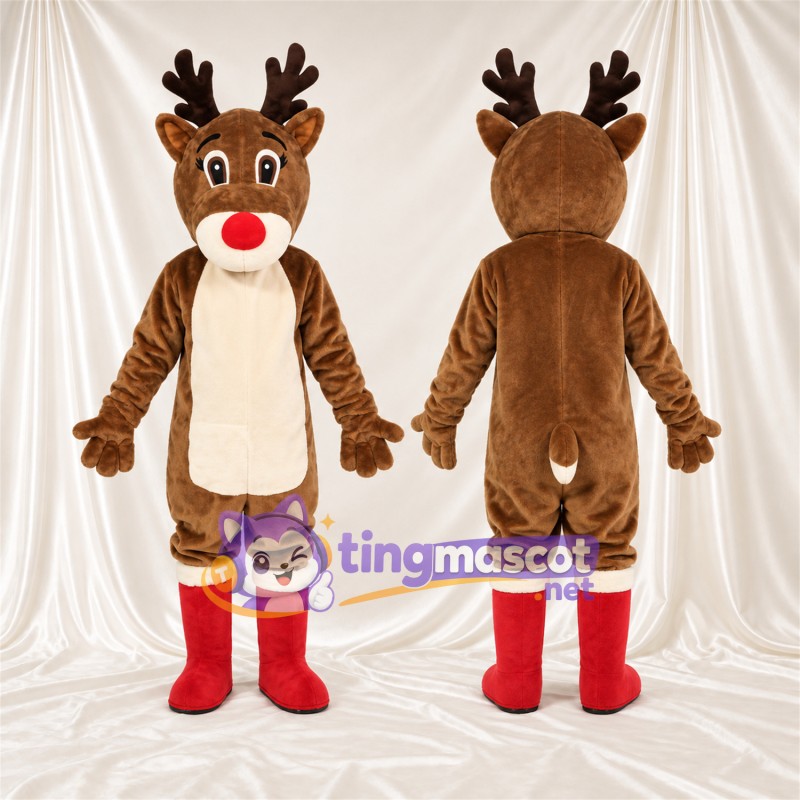 Costume de mascotte Renne – marron – Bottes (rouge)