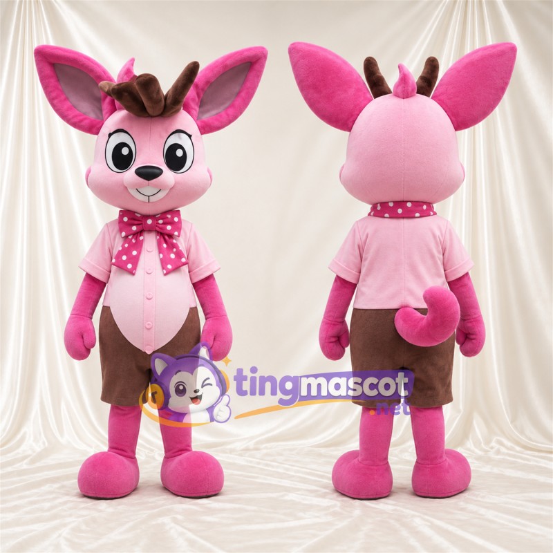 Costume de mascotte Cerf – rose – Chemise (rose); Short (marron)