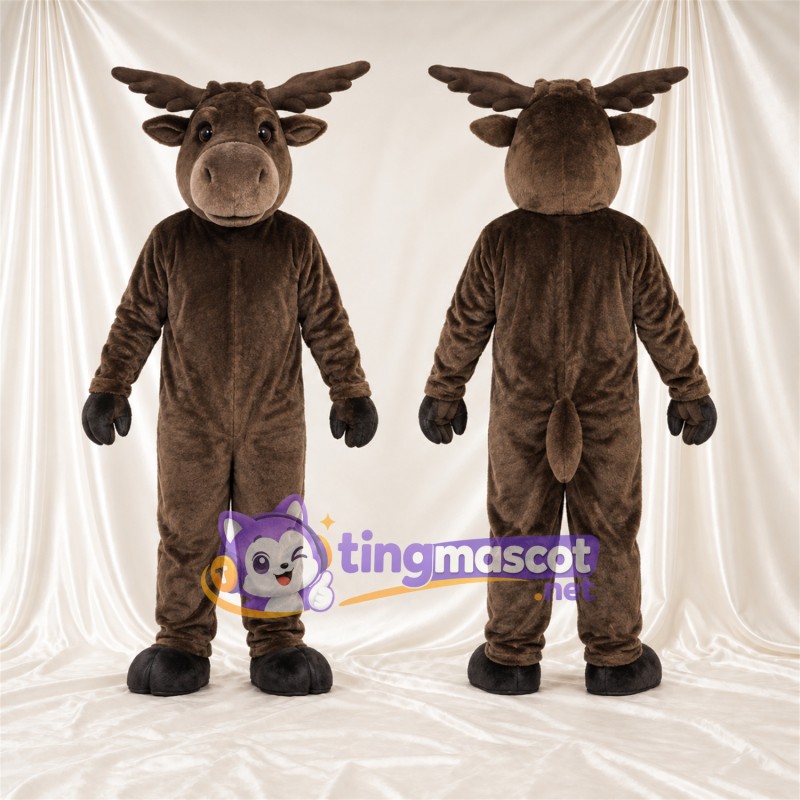 Costume de mascotte Cerf – marron – Bois; Museau (noir)