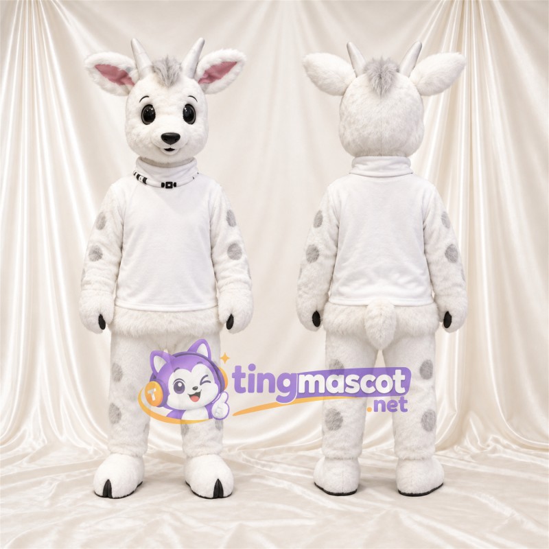 Costume de mascotte Cerf – blanc – Taches (gris)