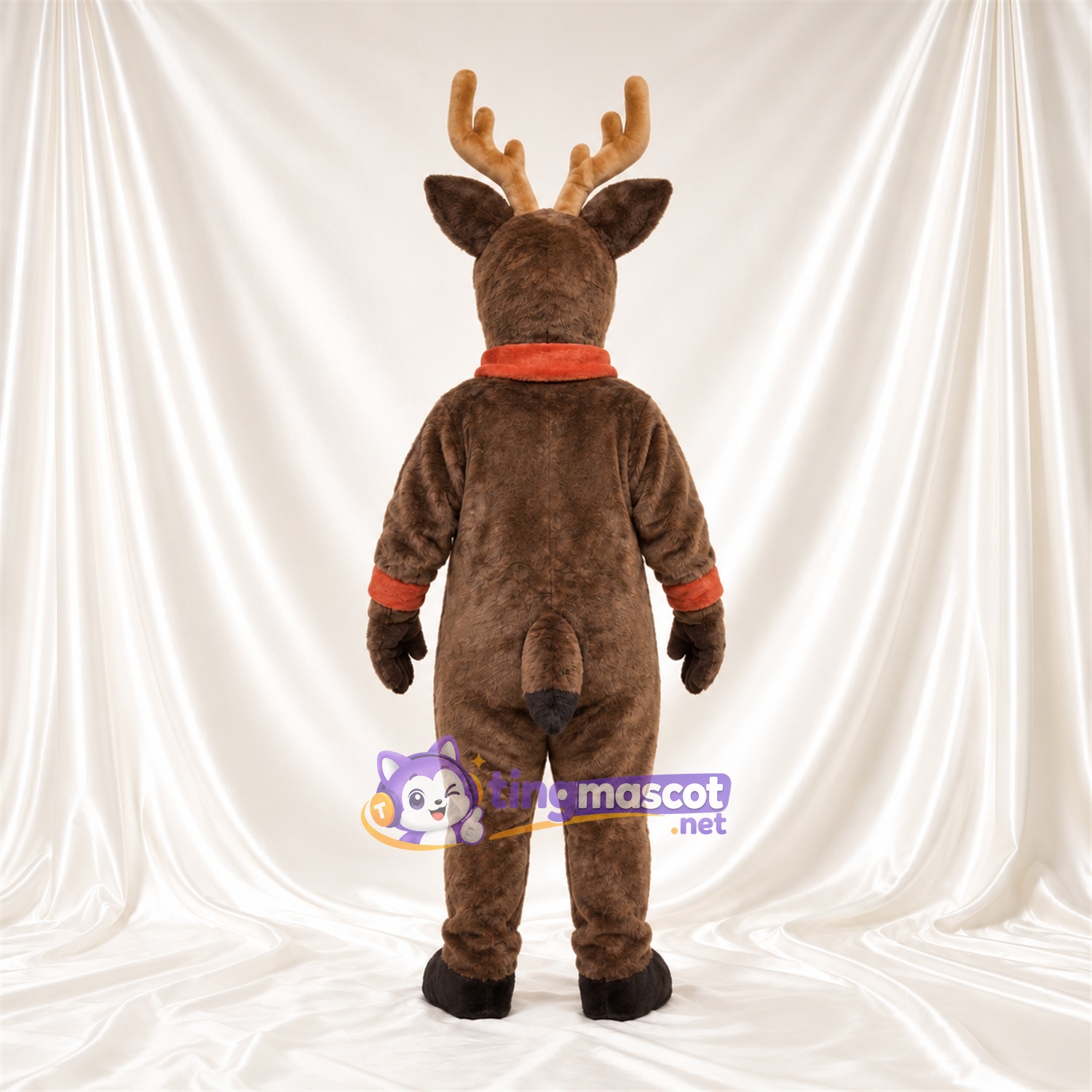 Brown Reindeer Mascot Costume - Cream Antlers and Red Collar Brown Reindeer Mascot Costume - Cream Antlers and Red Collar