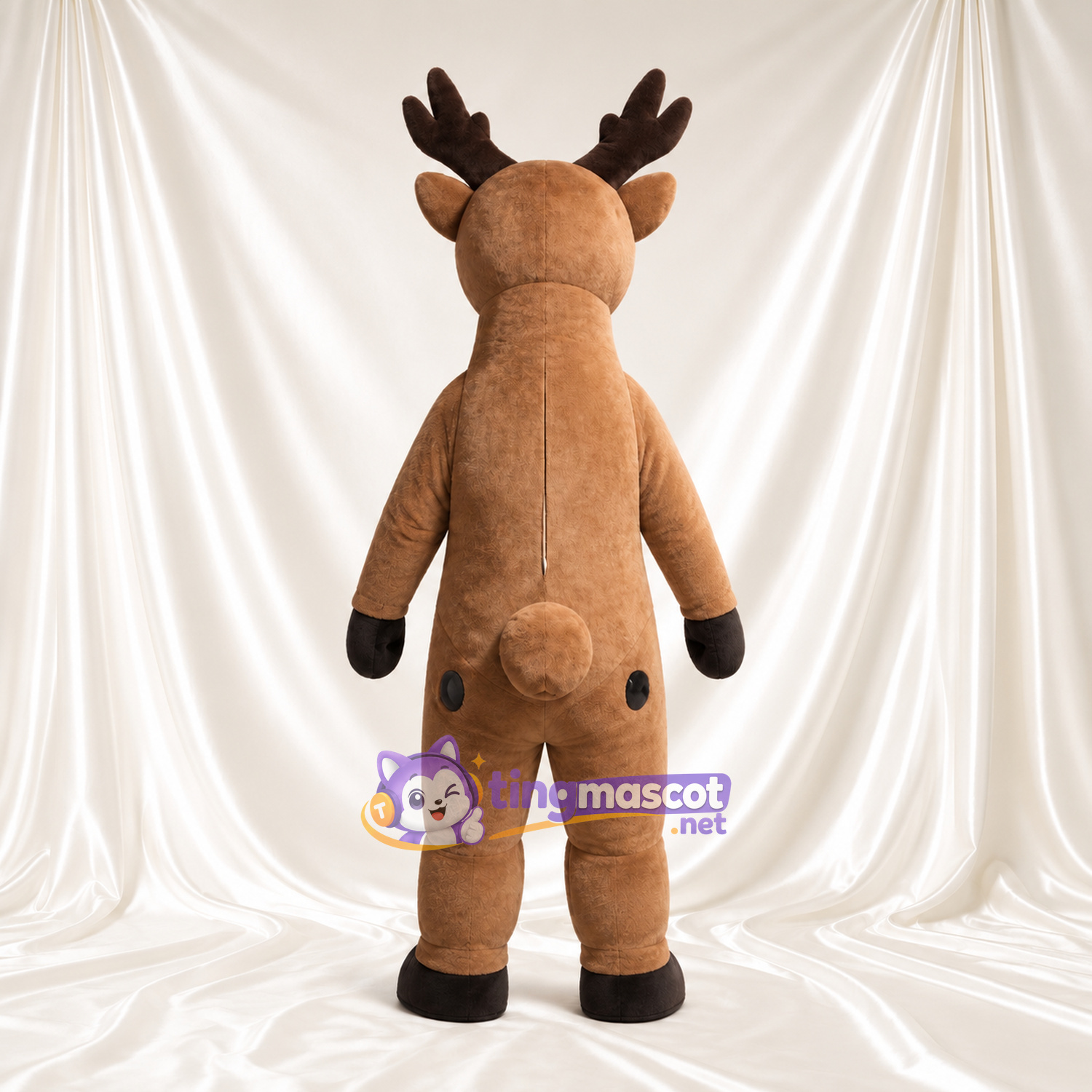 Costume de mascotte Renne – brun clair – Bois (marron); Gants (noir) Costume de mascotte Renne – brun clair – Bois (marron); Gants (noir)