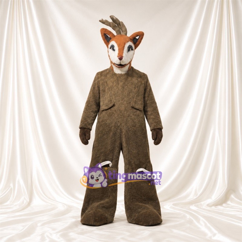 Brown Reindeer Mascot Costume - Brown Jumpsuit Brown Reindeer Mascot Costume - Brown Jumpsuit