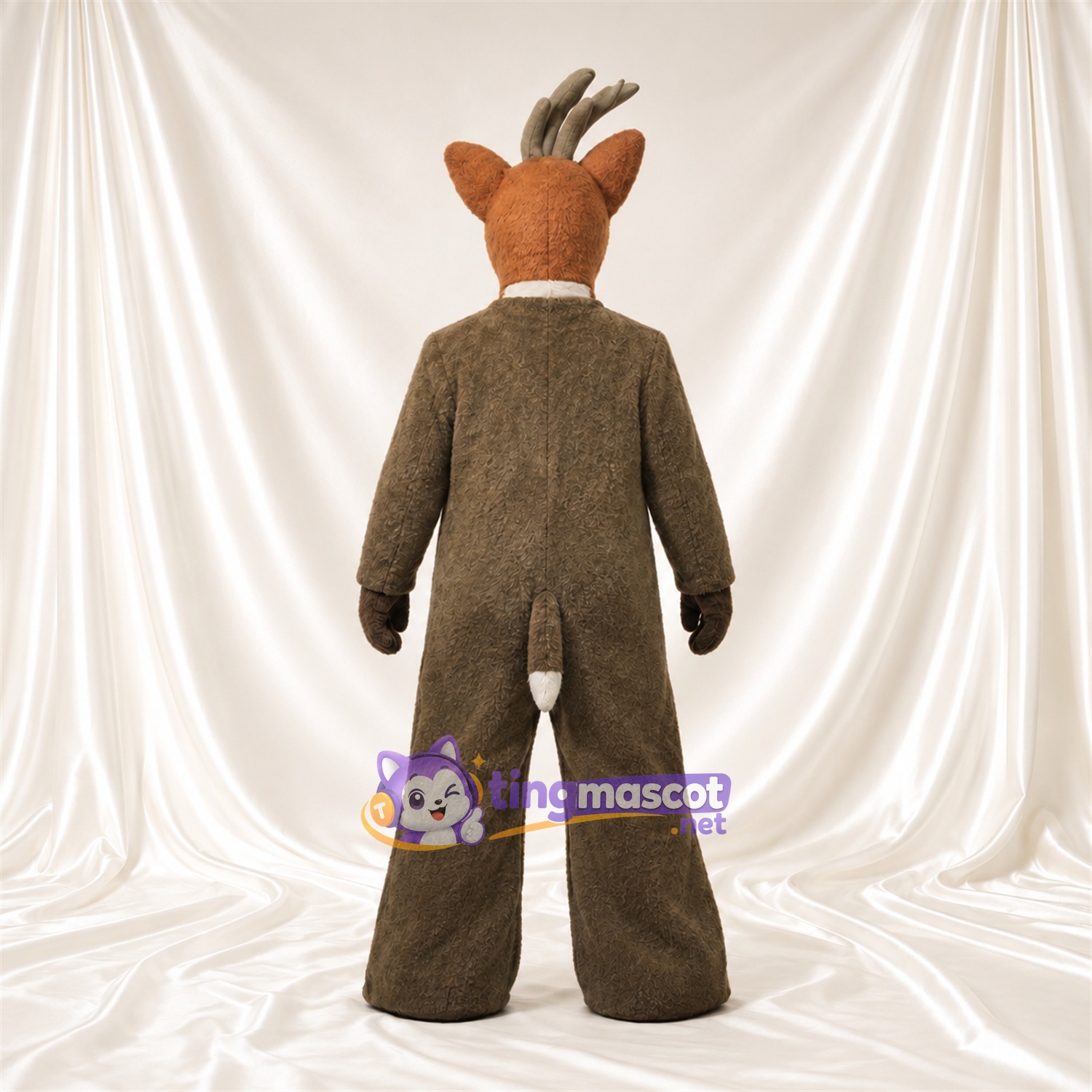 Brown Reindeer Mascot Costume - Brown Jumpsuit