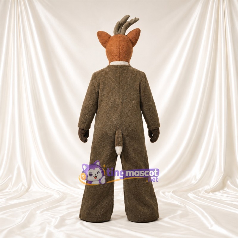 Brown Reindeer Mascot Costume - Brown Jumpsuit