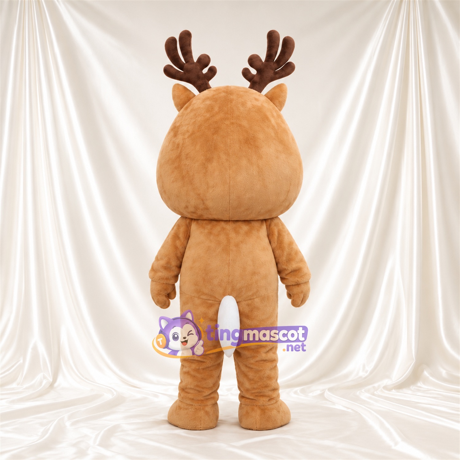 Costume de mascotte Renne – brun clair – Bois (marron); Museau (crème) Costume de mascotte Renne – brun clair – Bois (marron); Museau (crème)
