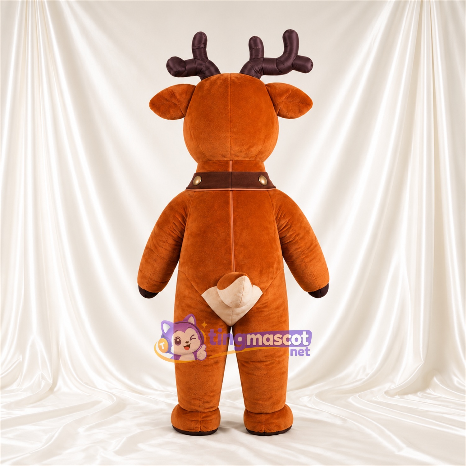 Costume de mascotte Renne – marron – Collier de houx Costume de mascotte Renne – marron – Collier de houx