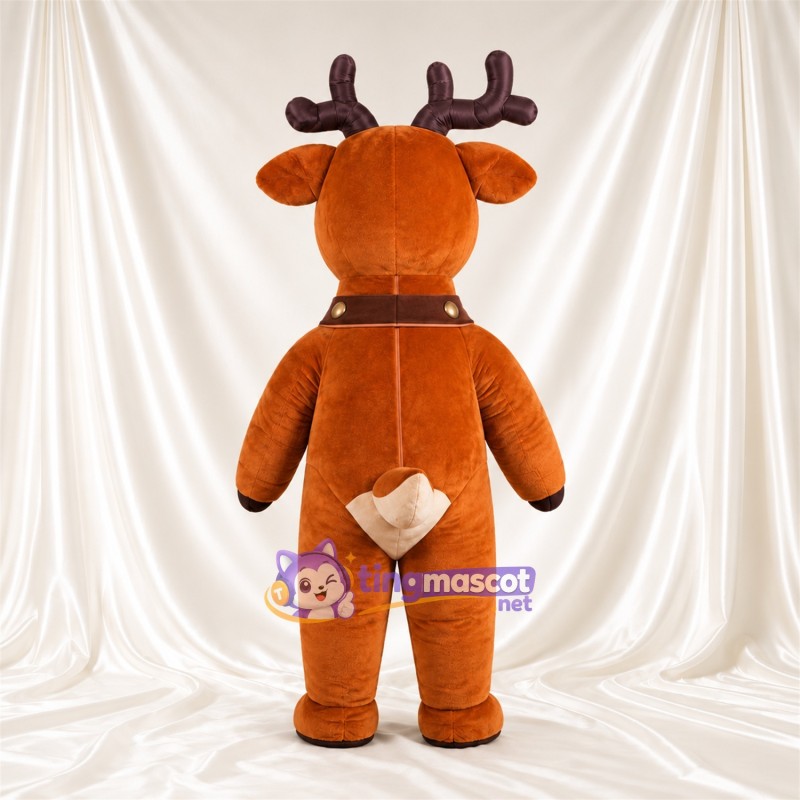 Costume de mascotte Renne – marron – Collier de houx Costume de mascotte Renne – marron – Collier de houx