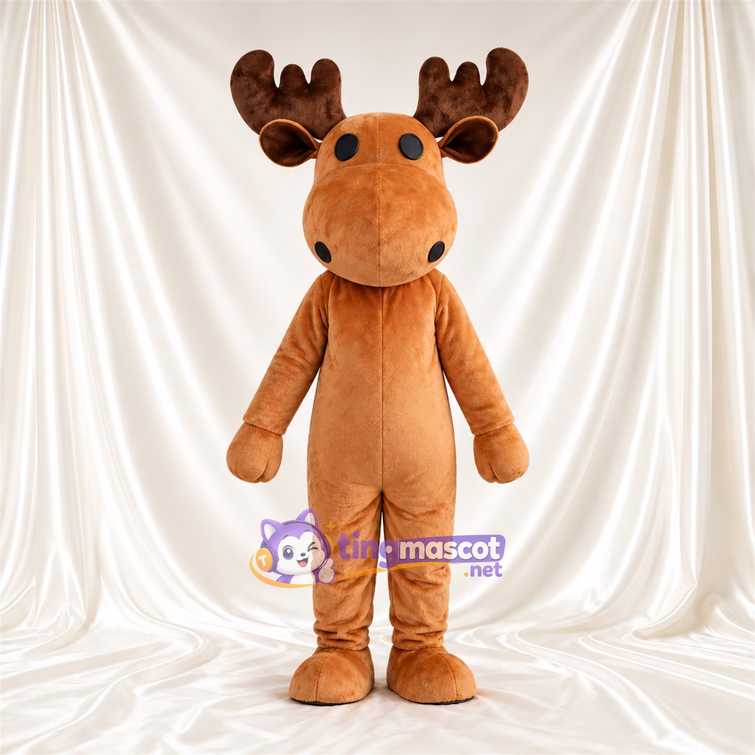 Costume de mascotte Élan – brun clair – Bois (marron); Museau allongé Costume de mascotte Élan – brun clair – Bois (marron); Museau allongé