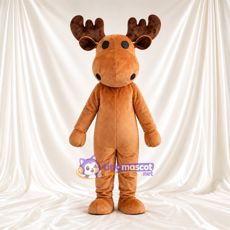 Costume de mascotte Élan – brun clair – Bois (marron); Museau allongé Costume de mascotte Élan – brun clair – Bois (marron); Museau allongé