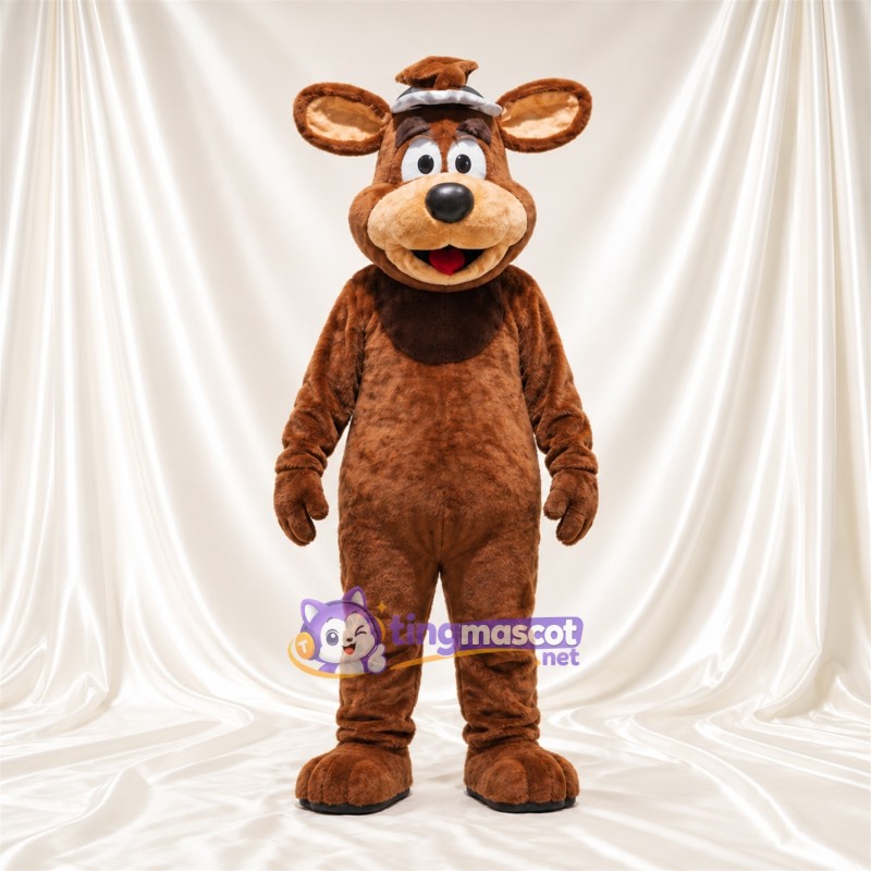 Maskottchenkostüm Bär – braun – Zylinder (grau) Maskottchenkostüm Bär – braun – Zylinder (grau)
