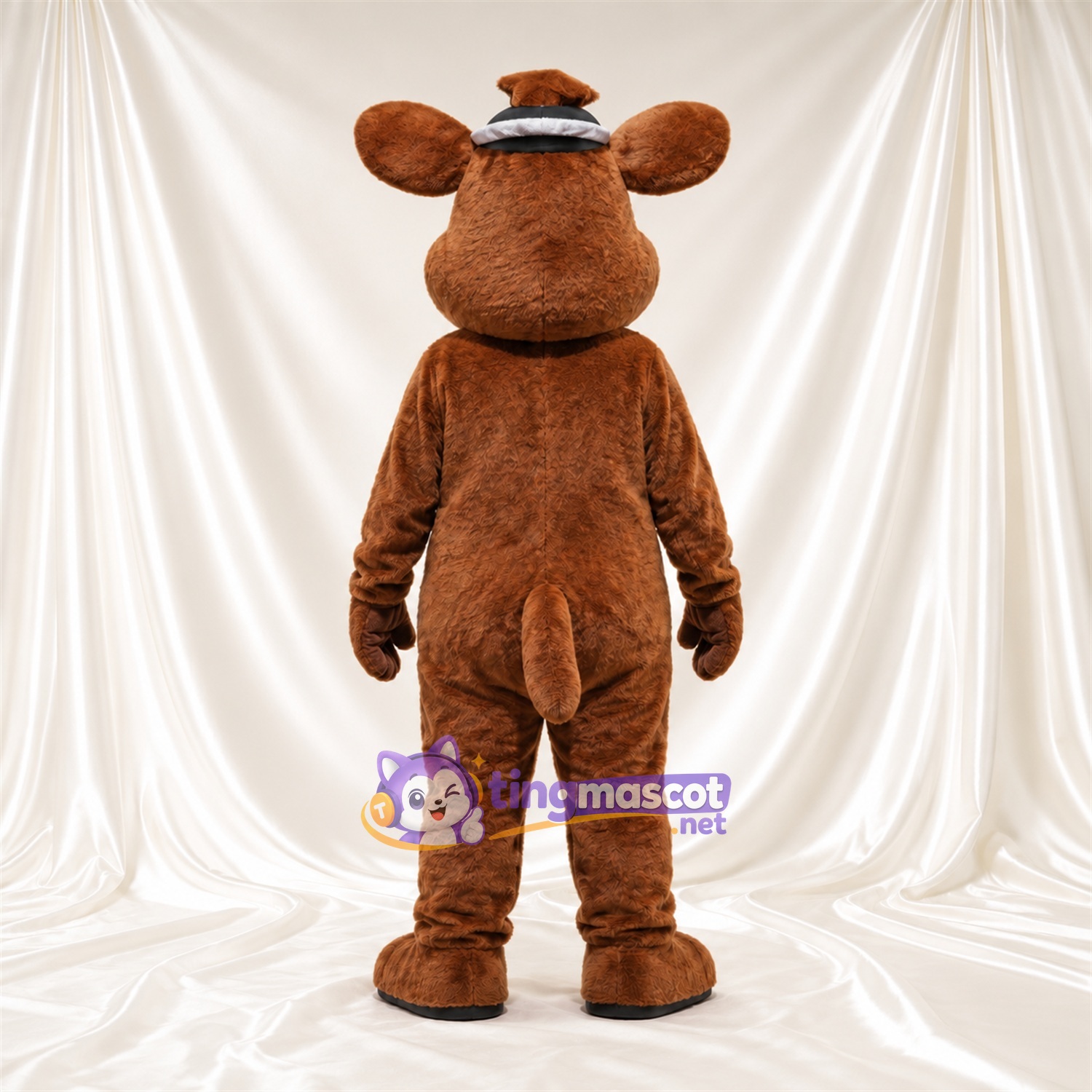 Maskottchenkostüm Bär – braun – Zylinder (grau) Maskottchenkostüm Bär – braun – Zylinder (grau)